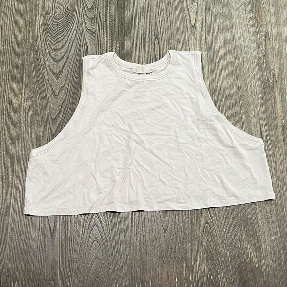 NWT Skims Boyfriend Crop Tank Top High Scoop Neckline Relaxed Fit Stone Size 2X - Picture 1 of 4